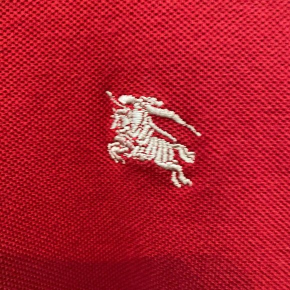 Burberry Mens Red Polo Shirt Size L Fit M - Picture 2 of 5